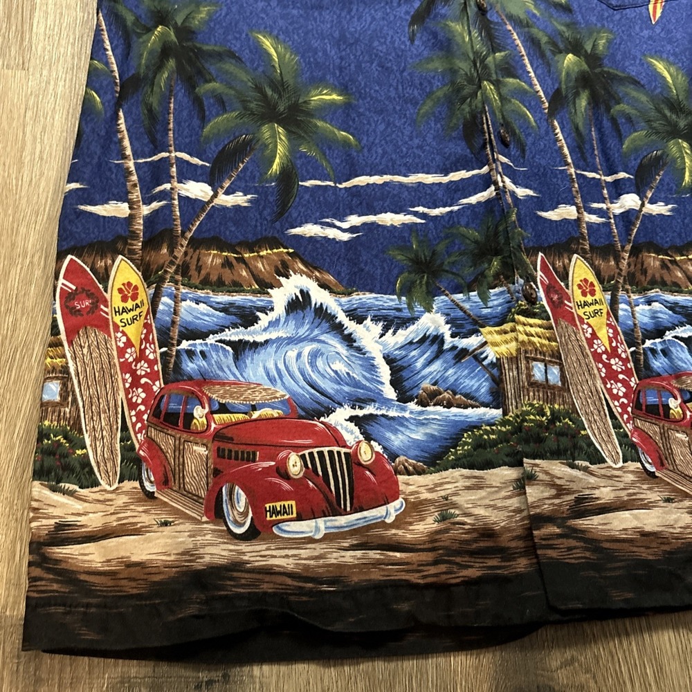 Vintage MD Fashion Hawaiian Button Down Shirt Sz L Surfing Beach Summer USA Made - Picture 3 of 9